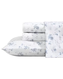 Garden Muse Blue Cotton Sateen Sheet Set