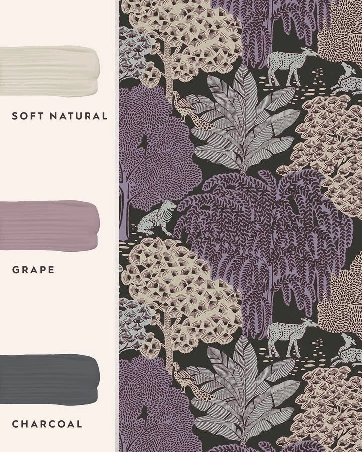 Garwood Grove Violet Grey Wallpaper Sample - Image 4