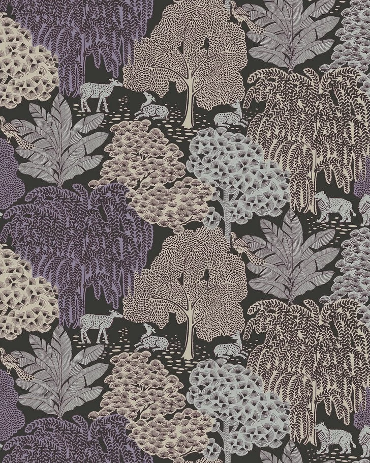 Garwood Grove Violet Grey Wallpaper Sample