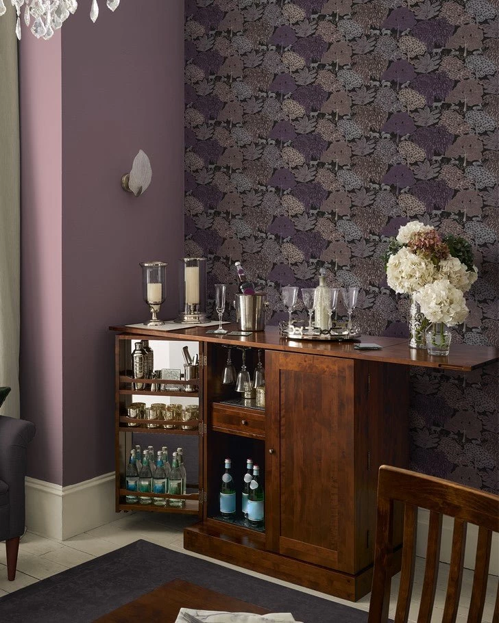 Garwood Grove Violet Grey Wallpaper Sample - Image 5