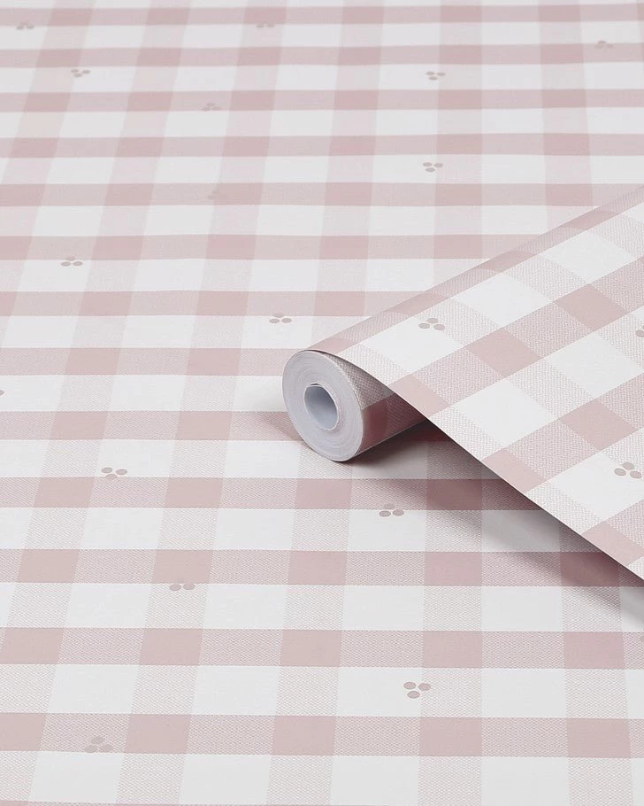 Gingham Pale Amethyst Purple Wallpaper Sample - Image 3