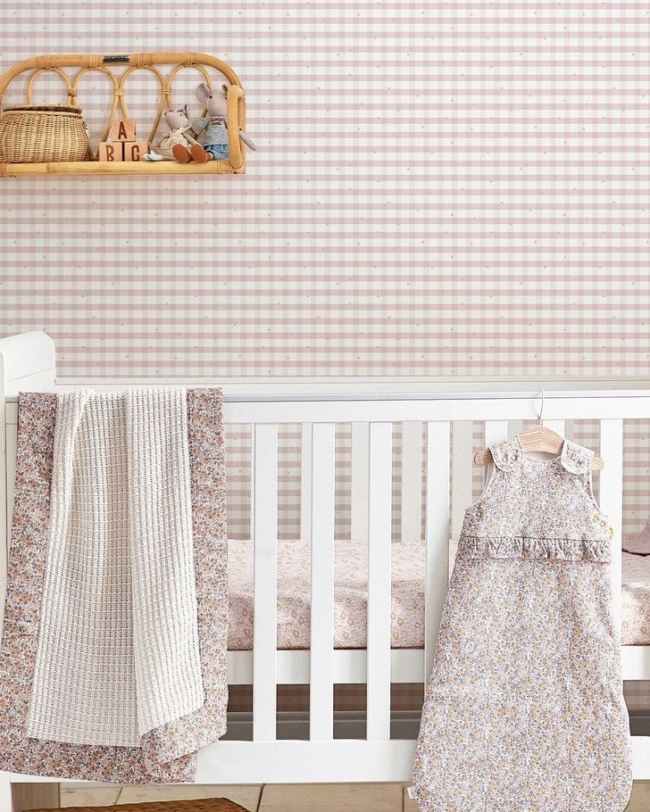 Gingham Pale Amethyst Purple Wallpaper Sample - Image 2