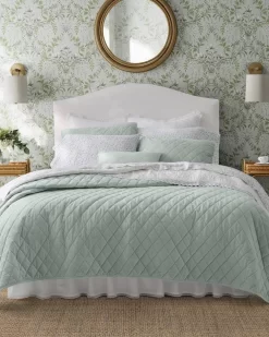 Green Velvet Diamond Stitch Quilt Bonus Set