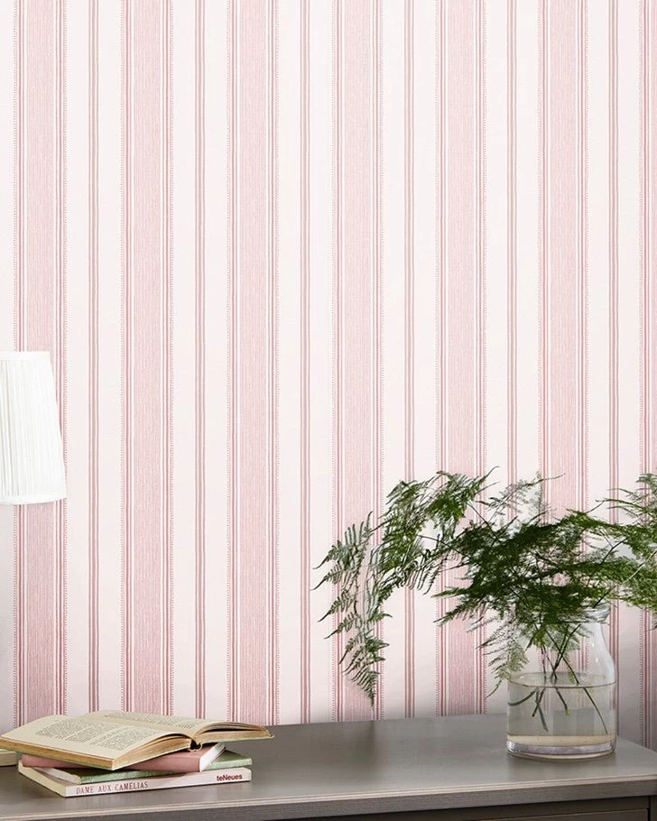 Heacham Stripe Blush Wallpaper - Image 2