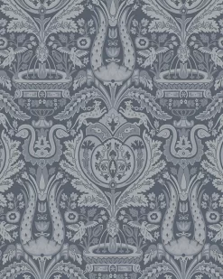 Heraldic Damask Dusky Seaspray Wallpaper