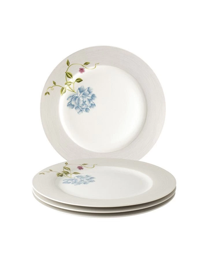 Heritage Cobblestone Pinstripe Set Of 4 Dinner Plates