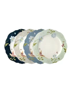 Heritage Mixed Designs Set Of 4 Scalloped Plates