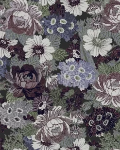 Honnington Peonies Blackberry Purple Wallpaper