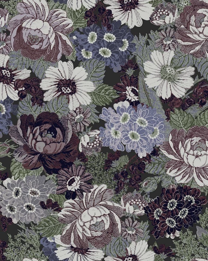 Honnington Peonies Blackberry Purple Wallpaper