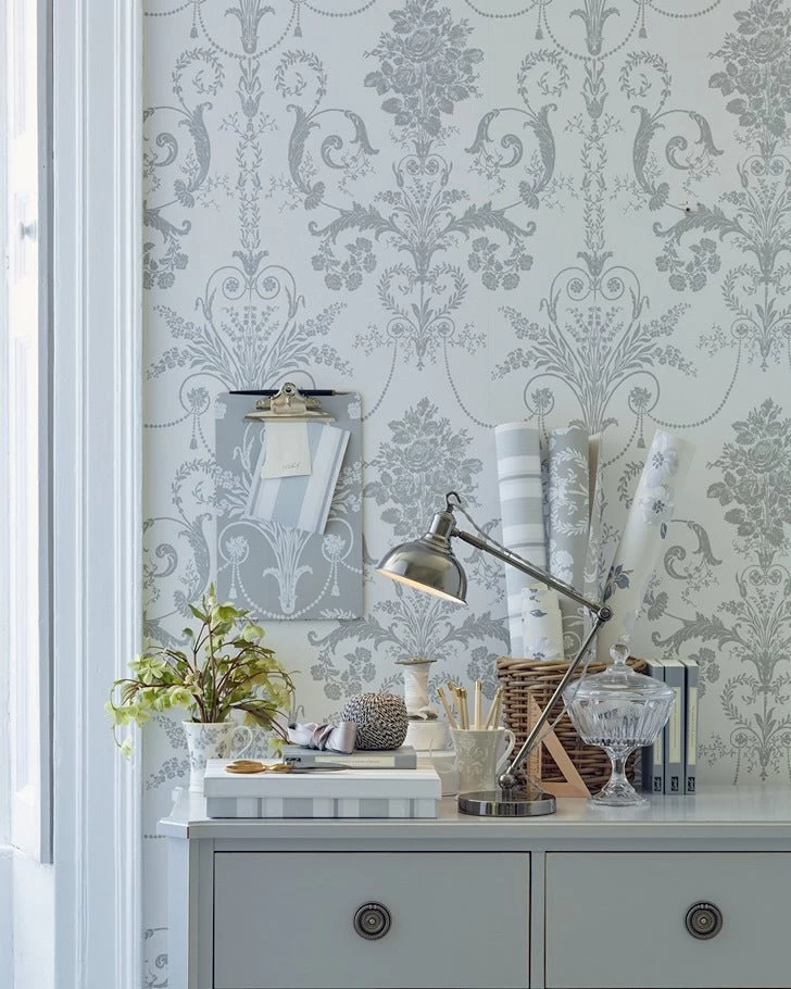 Josette Dove Grey And White Wallpaper Sample - Image 2