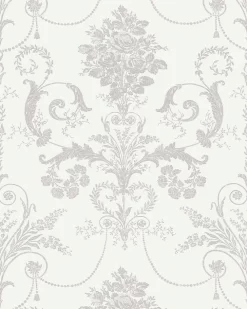 Josette Dove Grey And White Wallpaper Sample