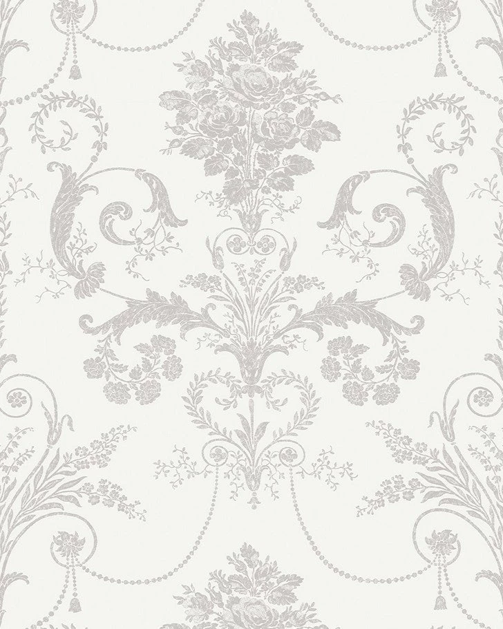 Josette Dove Grey And White Wallpaper Sample