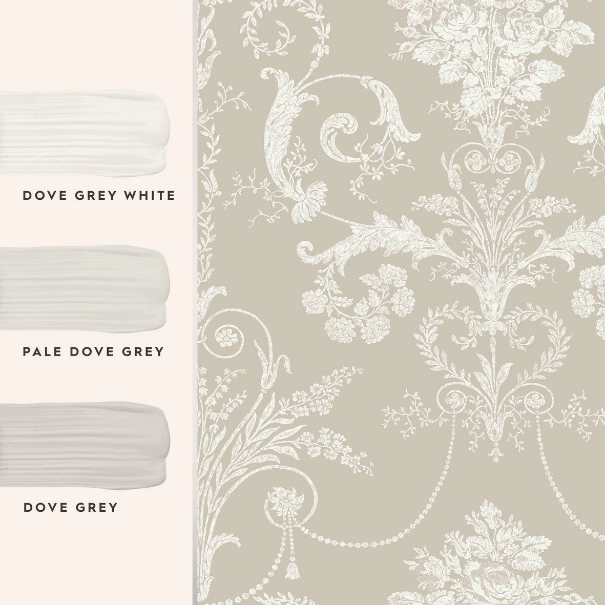 Josette White/Dove Grey Wallpaper Sample - Image 4