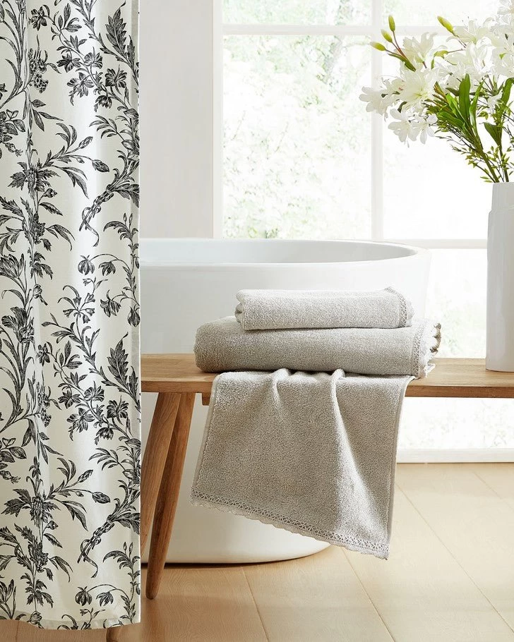 Juliette Lace Hem Grey 3 Piece Towel Set - Image 8