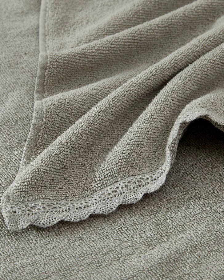 Juliette Lace Hem Grey 3 Piece Towel Set - Image 2
