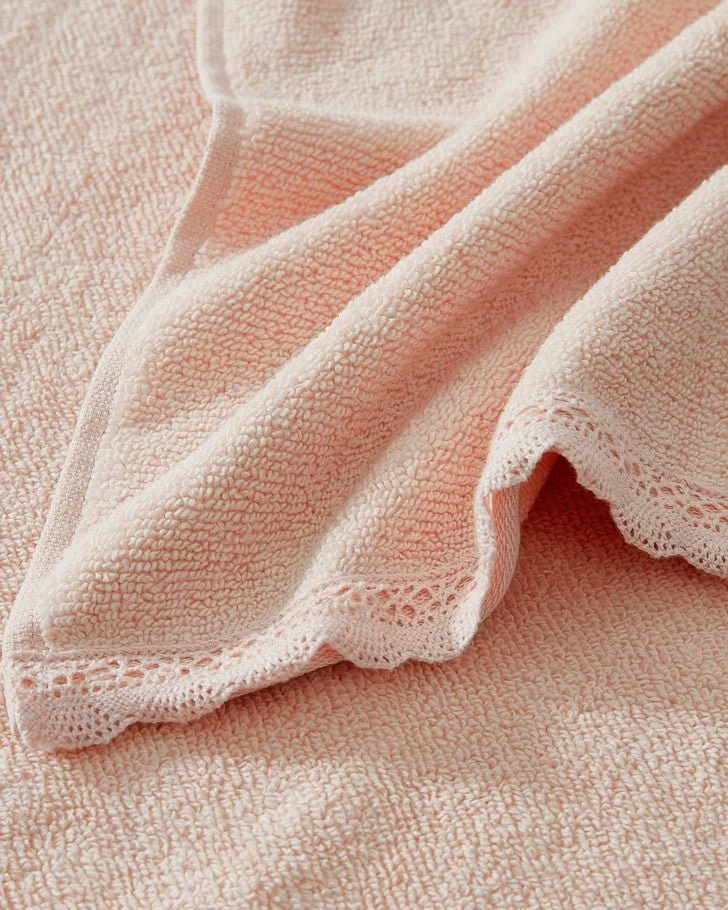 Juliette Lace Hem Pink 3 Piece Towel Set - Image 2