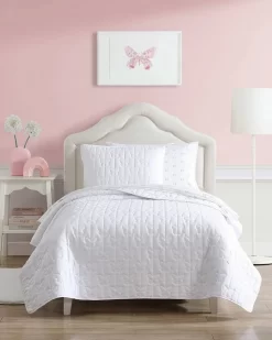 Kids Butterfly Kiss White Microfiber Reversible Quilt Set