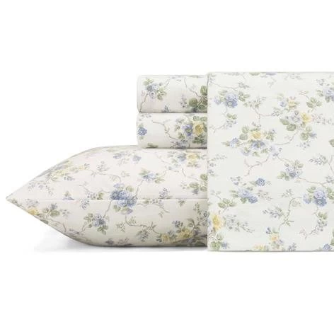 Le Fleur Cottage Blue Flannel Sheet Set