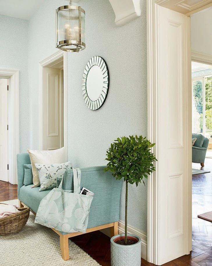 Little Vines Duck Egg Wallpaper Sample - Image 2