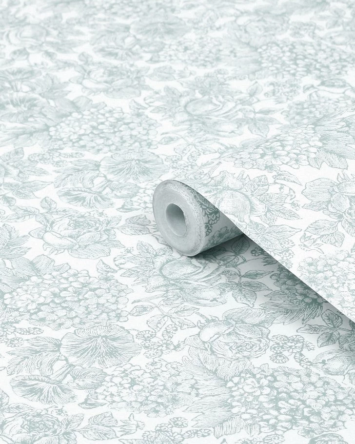 Louise Duck Egg Blue Wallpaper Sample - Image 3