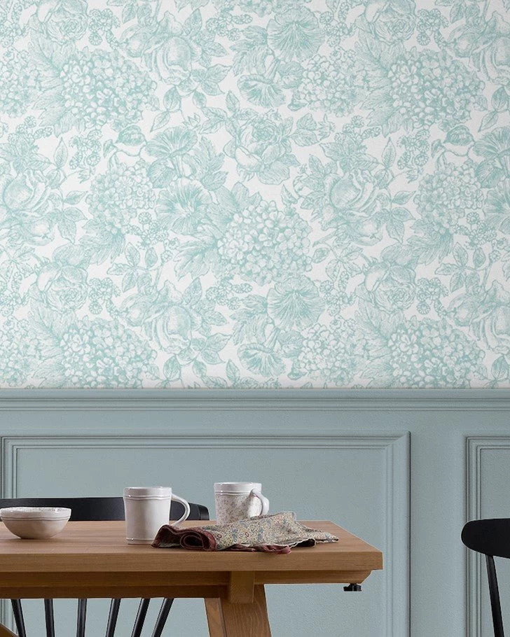 Louise Duck Egg Blue Wallpaper Sample - Image 4