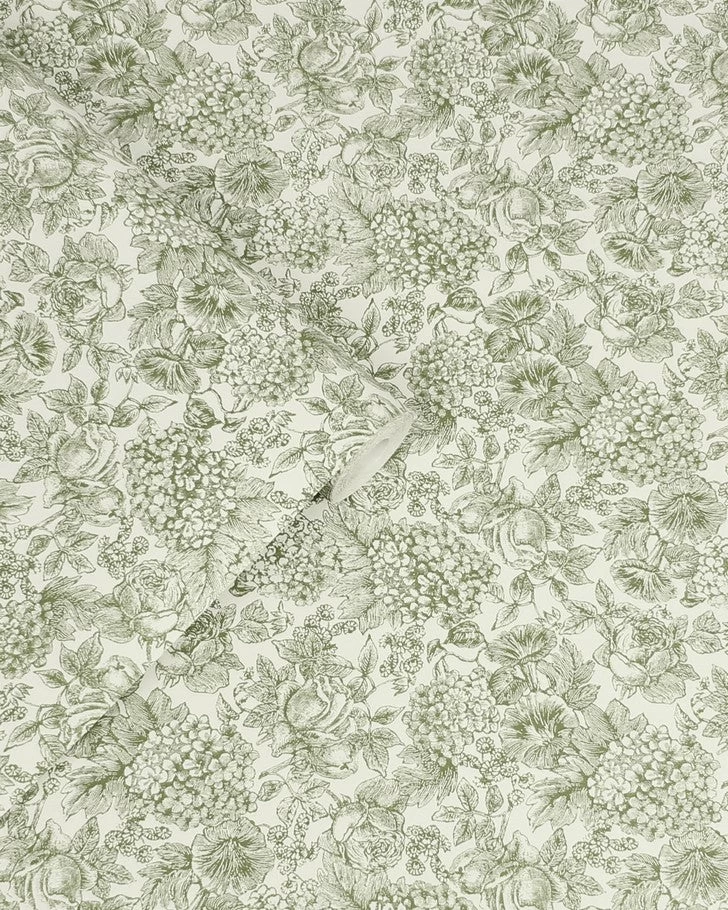 Louise Moss Green Wallpaper Sample - Image 3