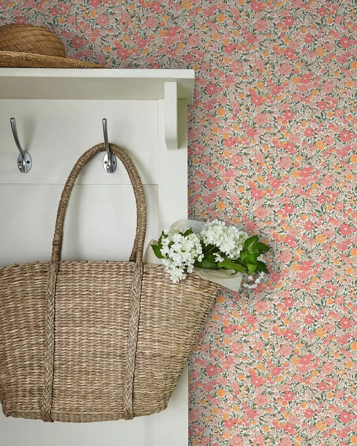 Loveston Coral Pink Wallpaper Sample - Image 4