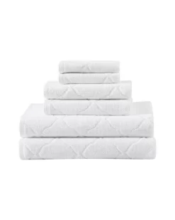 Maude Jacquard White 6 Piece Towel Set