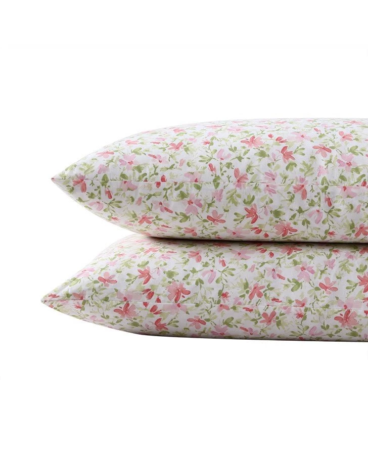 Norella Pink Cotton Percale Standard Pillowcase Pair