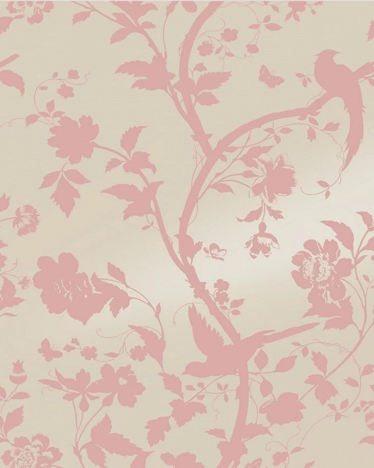 Oriental Garden Pearlescent Chalk Pink Wallpaper Sample