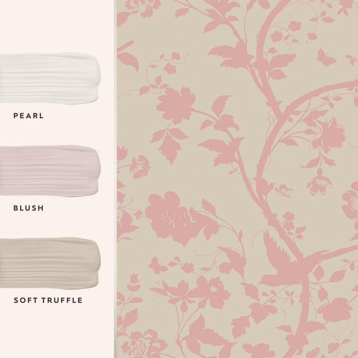 Oriental Garden Pearlescent Chalk Pink Wallpaper Sample - Image 3