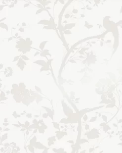 Oriental Garden Pearlescent White Wallpaper Sample
