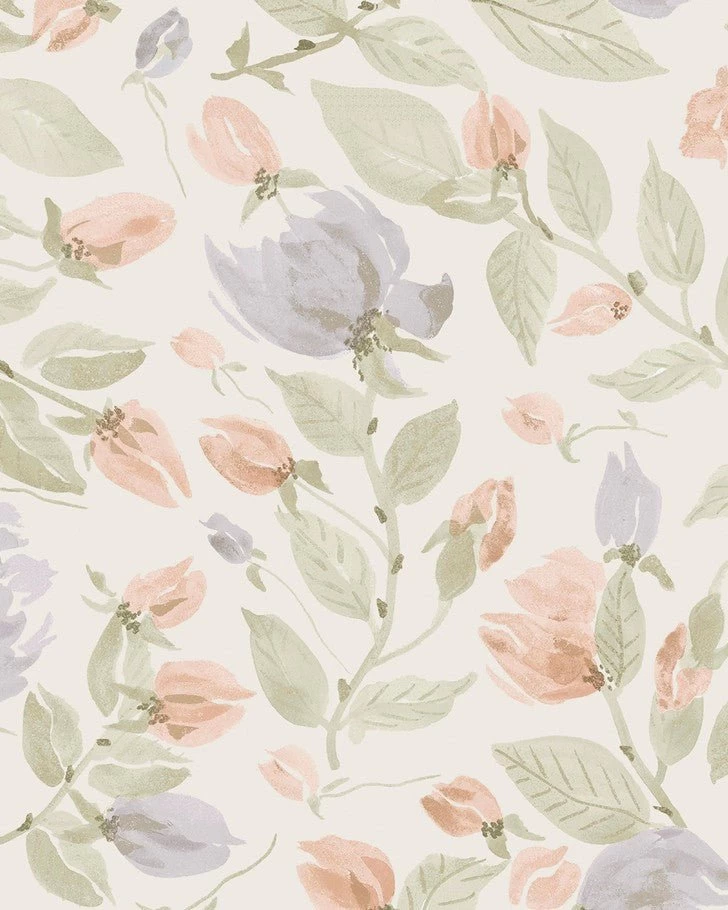 Orisia Peony Pale Sage Green Wallpaper