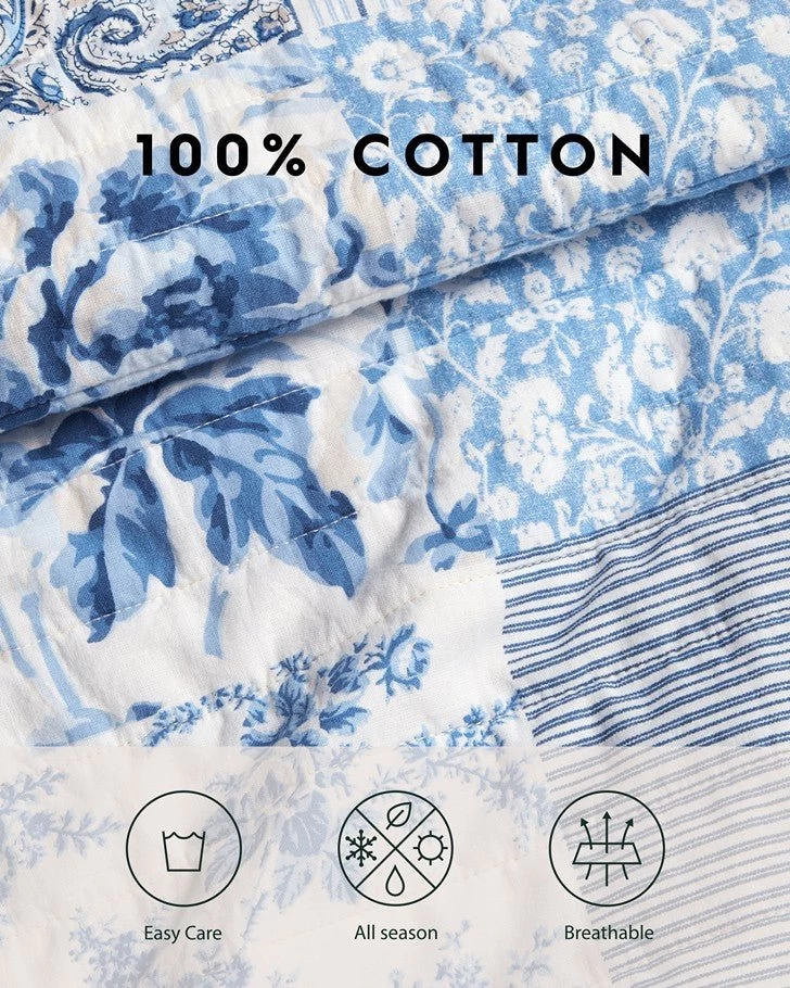 Paisley Patchwork Blue Quilt Set - Image 11