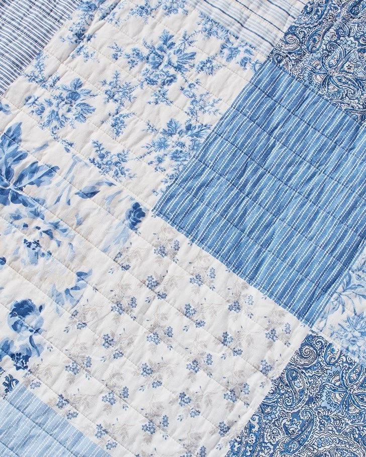 Paisley Patchwork Blue Quilt Set - Image 6