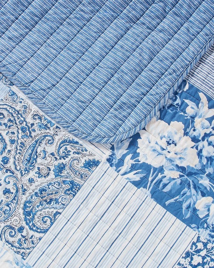 Paisley Patchwork Blue Quilt Set - Image 5