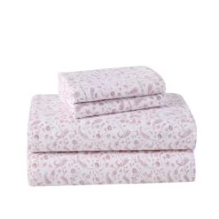 Paisley Prance Red Cotton Flannel Sheet Set