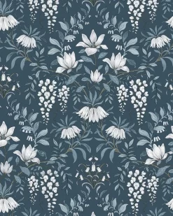 Parterre Dark Seaspray Wallpaper Sample