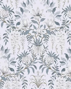 Parterre Off White/Seaspray Wallpaper Sample