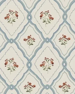 Pinford Trellis Pale Seaspray Blue Wallpaper Sample