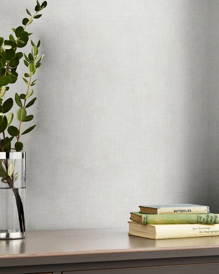 Plain Pale Silver Wallpaper Sample - Image 4