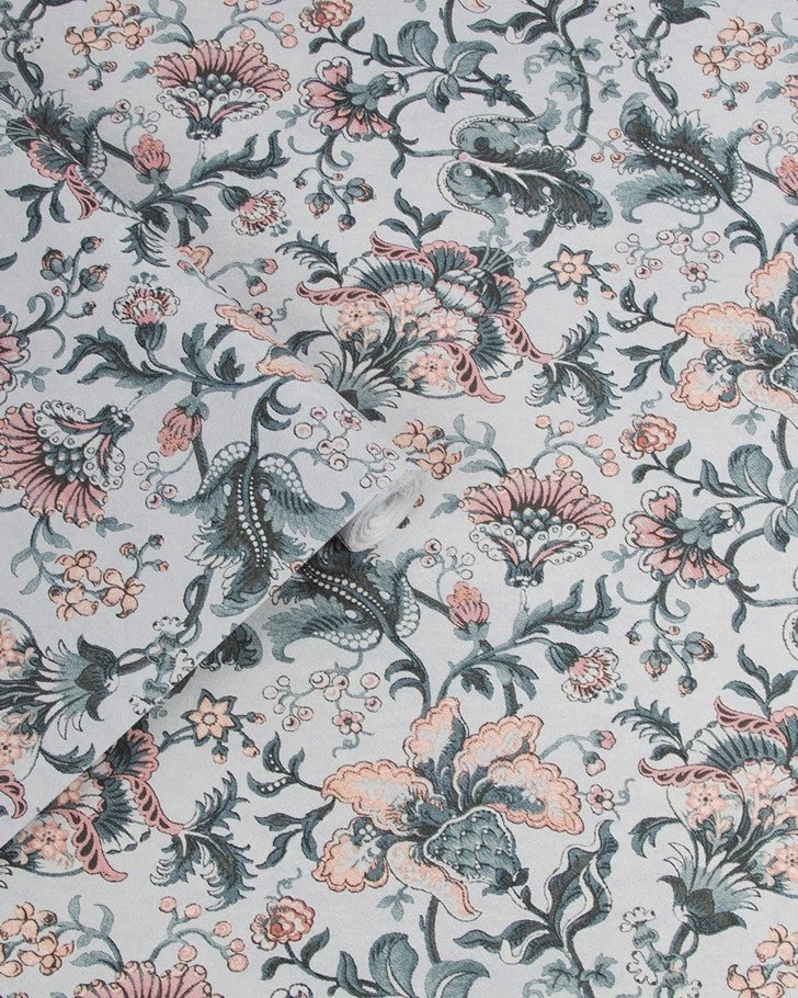 Portia Pale Slate Wallpaper Sample - Image 3