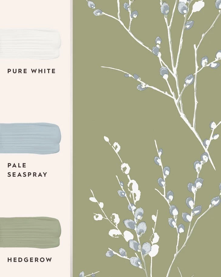 Pussy Willow Moss Green Wallpaper - Image 5