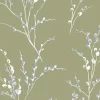 Pussy Willow Moss Green Wallpaper