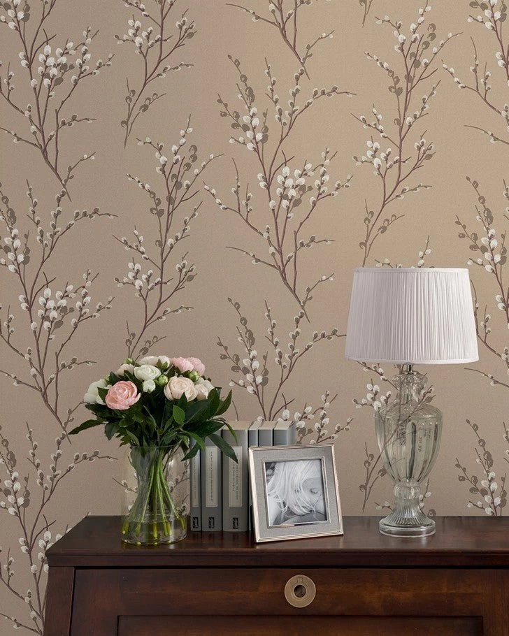 Pussy Willow Natural Wallpaper Sample - Image 2