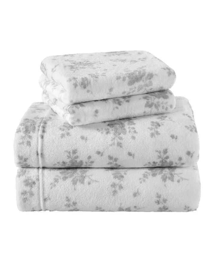 Rachel Plush Fleece Silver Shade Sheet Set