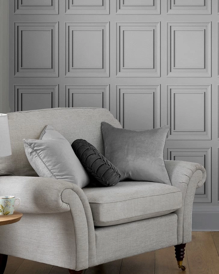 Redbrook Wood Panel Silver Wallpaper - Image 2