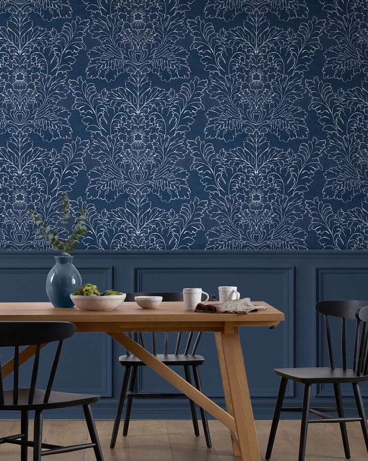 Silchester Midnight Seaspray Blue Wallpaper - Image 2
