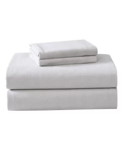 Solid Cotton Flannel Cloud Grey Sheet Set