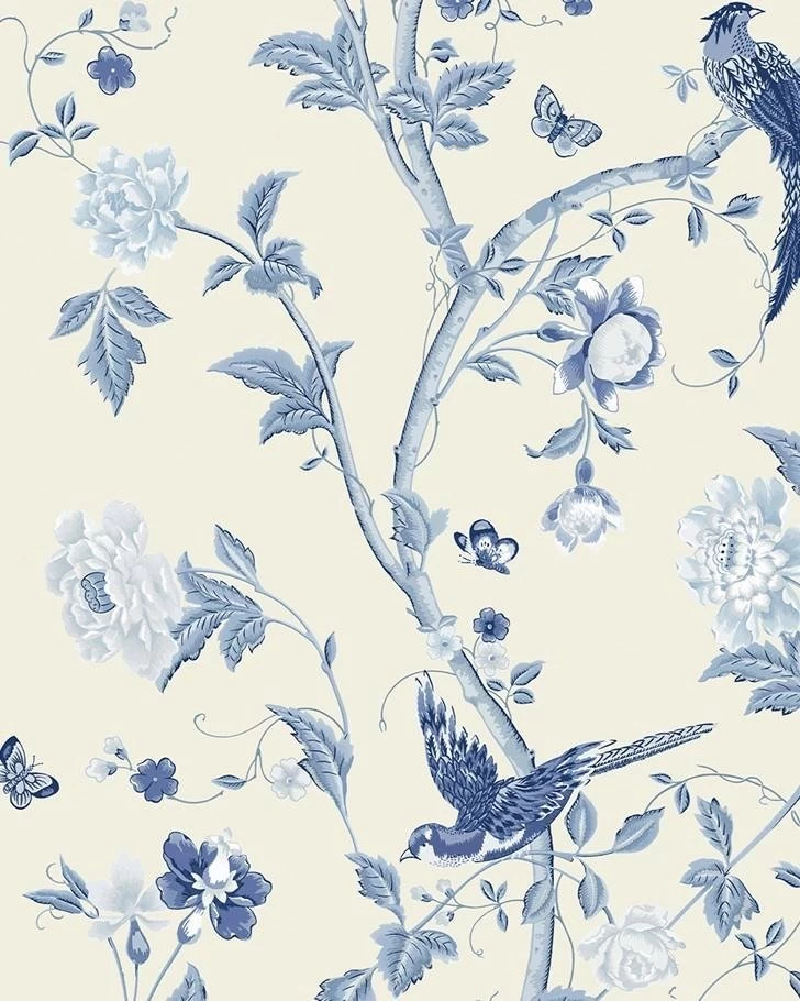 Summer Palace Royal Blue Wallpaper Sample